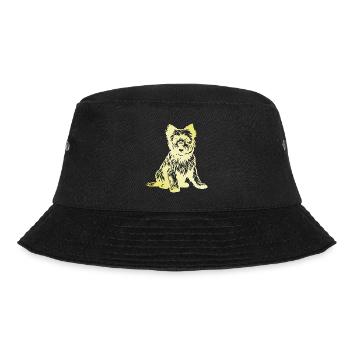 Yorkshire Terrier Hund Silhouette - Bucket Hat - Schwarz - Vorne - Lela (165cm)