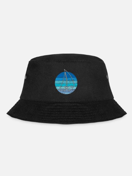 Segelboot im Retro Vintage Kreis - Bucket Hat - Schwarz
