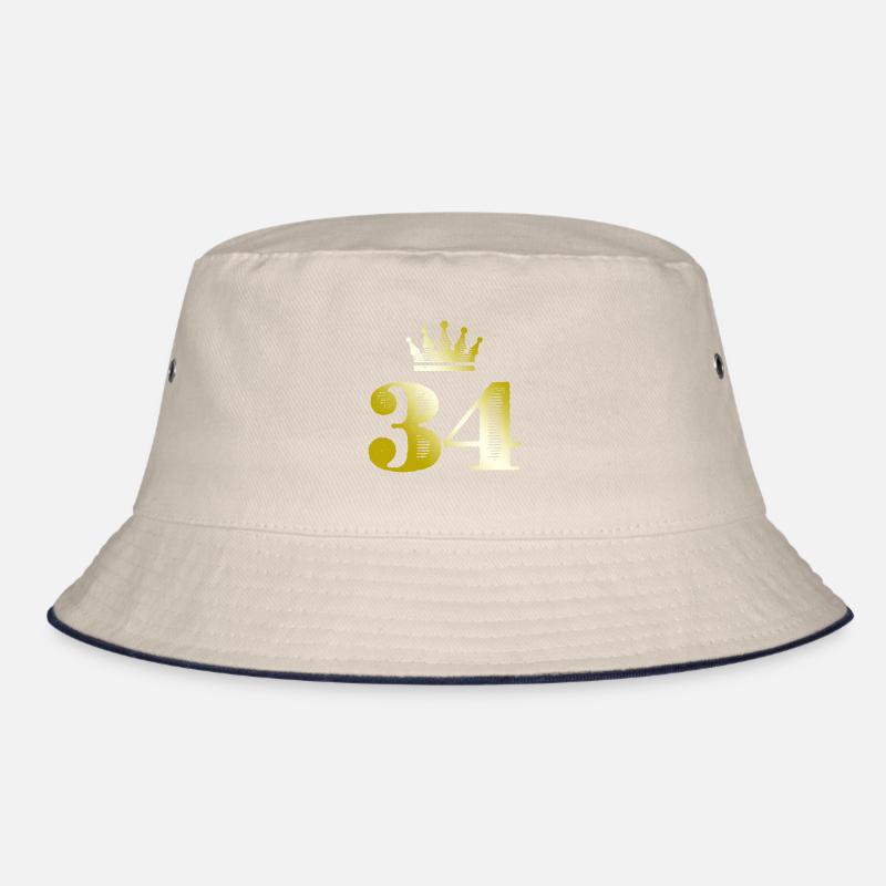 34 Number Crown Gold Bucket Hat