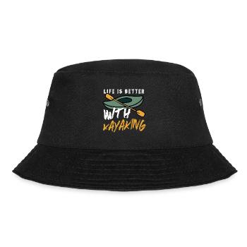 Life With Kayaking Ironic Kayak Quote Outdoor - Bucket Hat - black - Front - Lela (165cm)