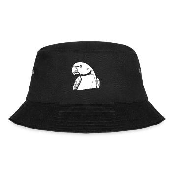 Collared Parakeet Portrait Vintage Parrot Drawing - Bucket Hat - black - Front - Lela (165cm)