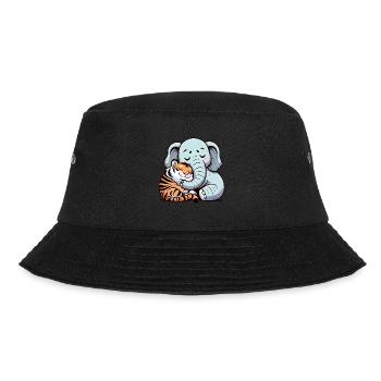 Cuddling Elephant And Tiger In Love - Bucket Hat - Schwarz - Vorne - Lela (165cm)