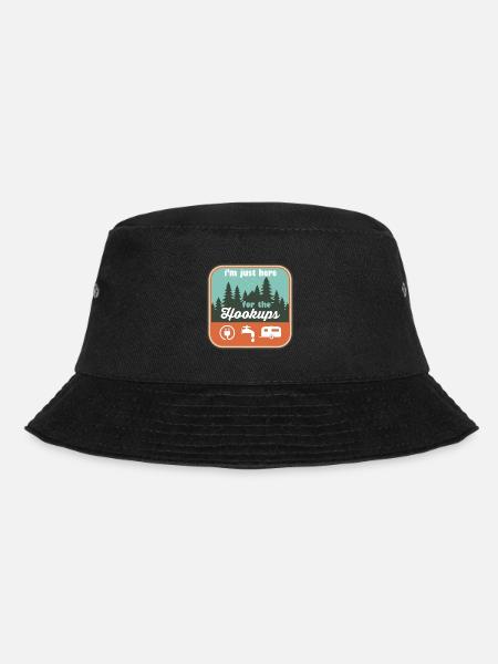 I'm Just Here For the Hookups RV Camping - Bucket Hat - black