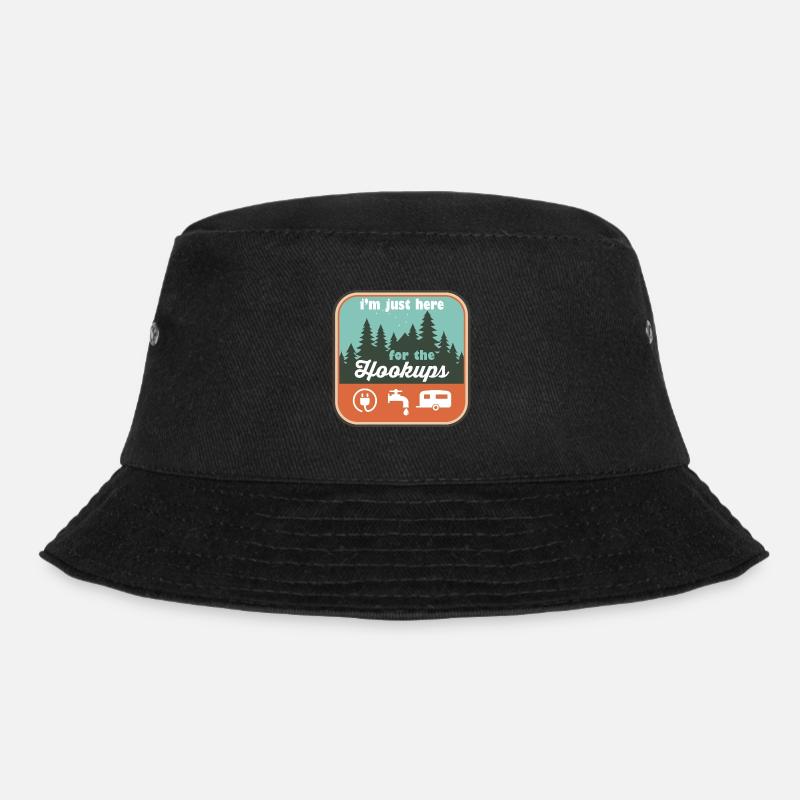 I'm Just Here For the Hookups RV Camping - Bucket Hat - black