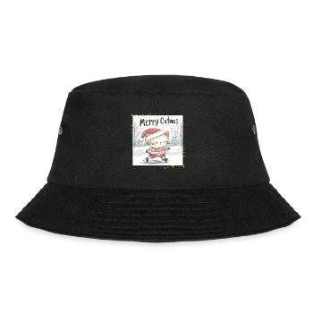 Christmas Cat Merry Catmas Winter Snow Sweet - Bucket Hat - black - Front - Lela (165cm)