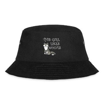 Girl Likes Wolves Funny Saying Wolf Wildlife - Bucket Hat - black - Front - Lela (165cm)
