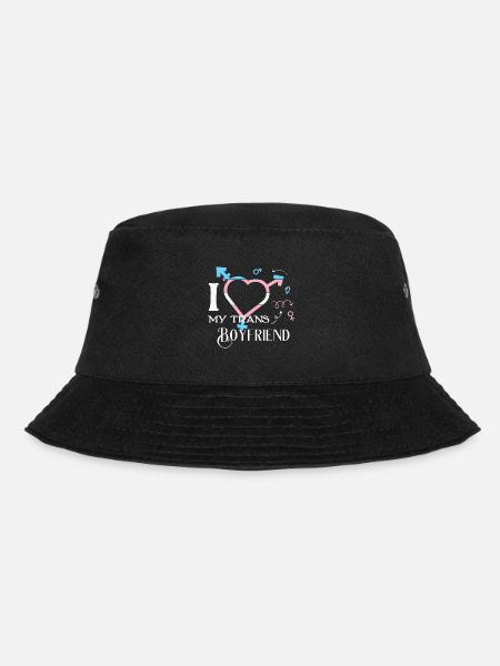 LBGT Flag Gay Pride I Love my Trans Boyfriend - Bucket Hat - Schwarz