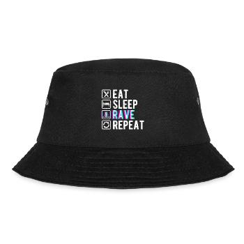 Eat Sleep Rave Repeat Techno Festival Electro - Bucket Hat - black - Front - Lela (165cm)