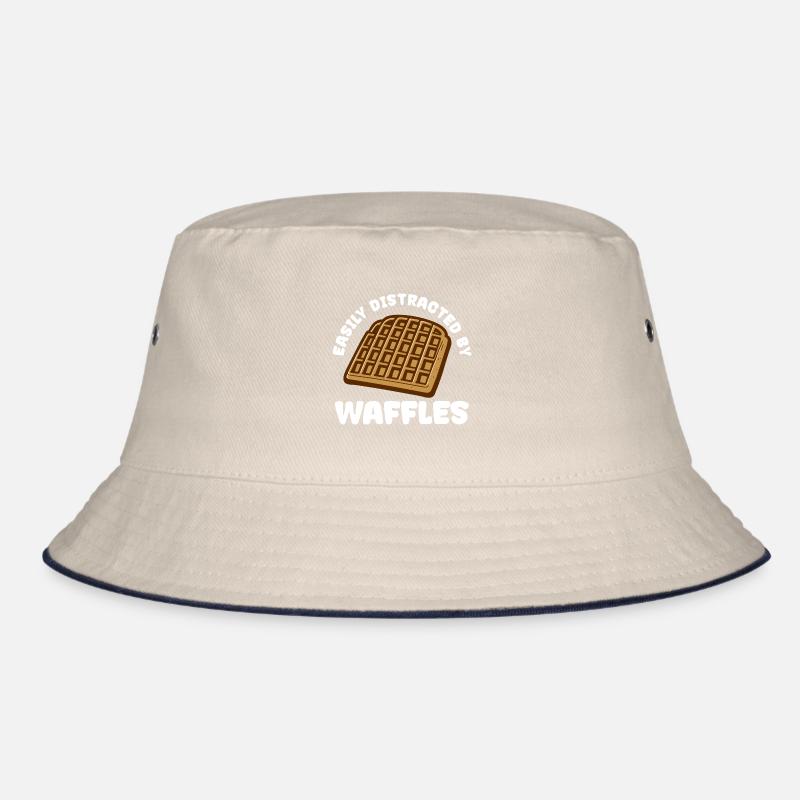 Distracted by Waffles Hobby Chef Pancake Food Bucket Hat