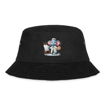 Cute Elephant Artist - Bucket Hat - Schwarz - Vorne - Lela (165cm)