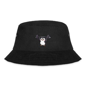 Pinguin Hantel Workout Stark - Bucket Hat - Schwarz - Vorne - Lela (165cm)