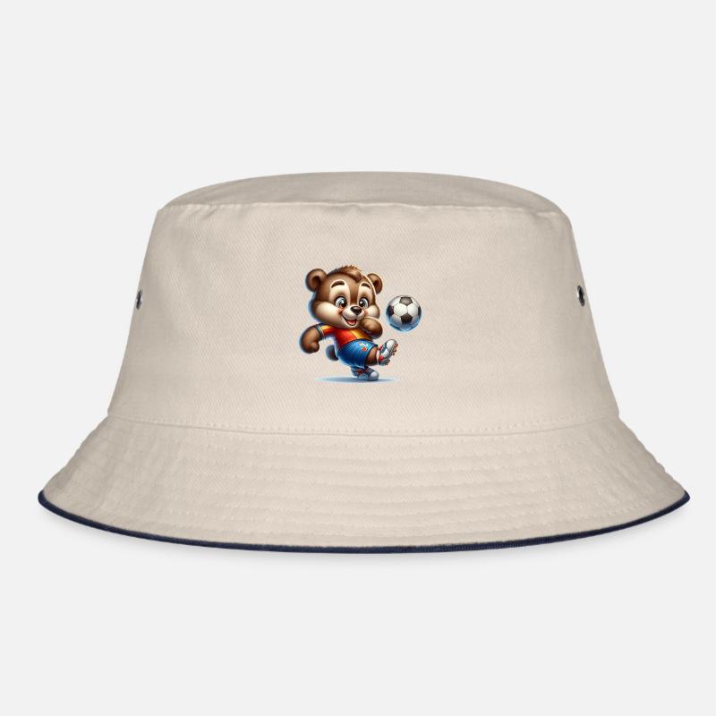 Cute Soccer Player Bear Bucket Hat