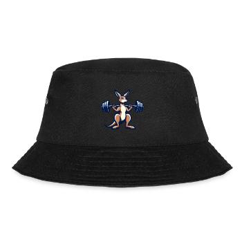 Känguruh Barbell Hantel Gym Fitness Workout - Bucket Hat - Schwarz - Vorne - Lela (165cm)