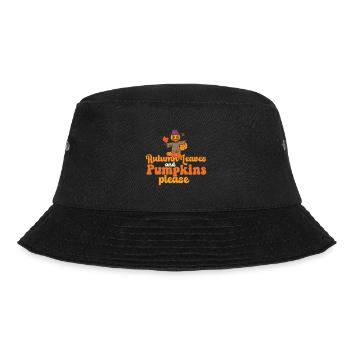 Hello Autumn Leaves and Pumpkins Please Fall - Bucket Hat - Schwarz - Vorne - Lela (165cm)
