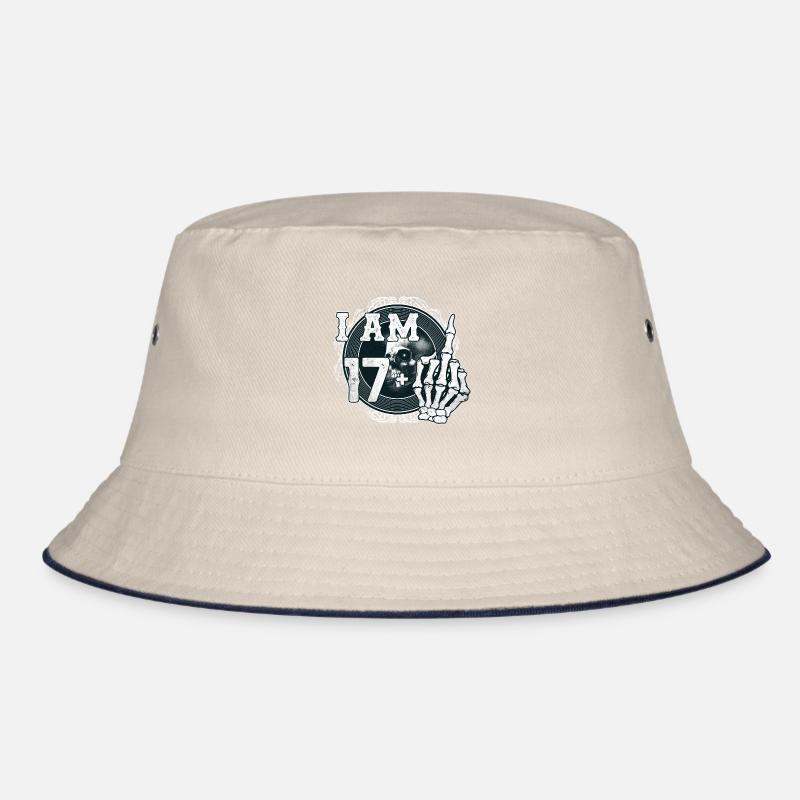 I'm 17 plus 1 middle finger Skull funny 18th Bucket Hat