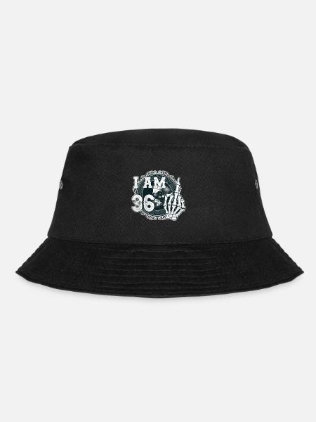 Ich bin 36 plus 1 Mittelfinger Totenkopf lustig 37. - Bucket Hat - Schwarz