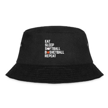 Eat Sleep Softball Basketball Repeat Funny Ball - Bucket Hat - Schwarz - Vorne - Lela (165cm)