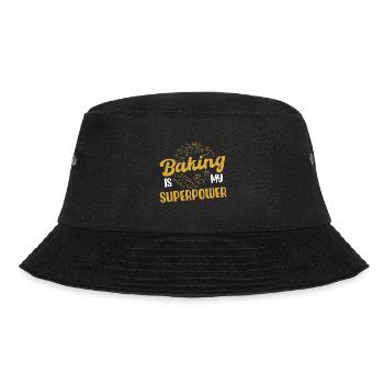 Backen ist meine Superkraft - Bucket Hat - Schwarz - Vorne - Lela (165cm)