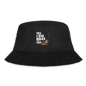 Metall Detektor Löcher Graben Hobby Schatzsucher - Bucket Hat - Schwarz - Vorne - Lela (165cm)
