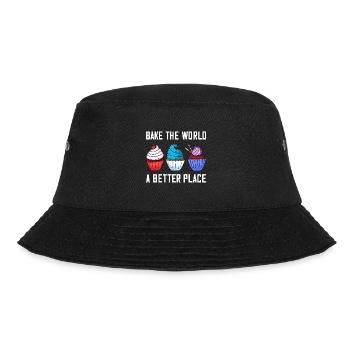 Cupcake Backen Bäckerei Bäcker Kuchen - Bucket Hat - Schwarz - Vorne - Lela (165cm)
