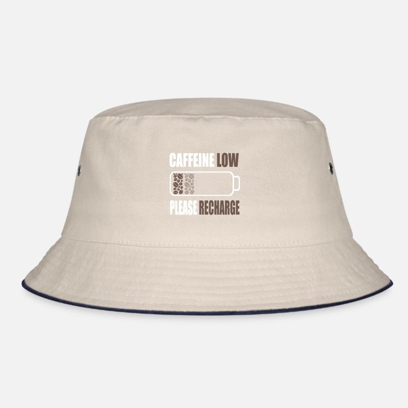 Low caffeine Please charge - Coffee battery Bucket Hat