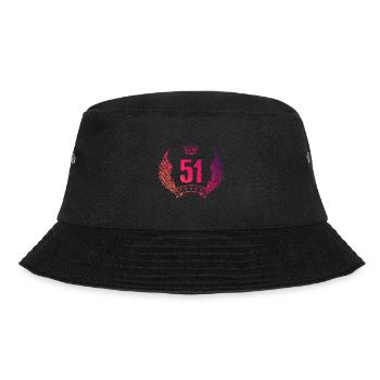 51 Zahl Krone - Bucket Hat - Schwarz - Vorne - Lela (165cm)