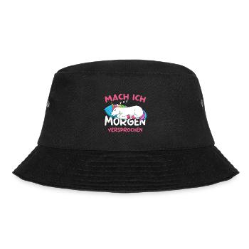 Mach Ich Morgen Versprochen Einhorn Morgenmuffel - Bucket Hat - Schwarz - Vorne - Lela (165cm)