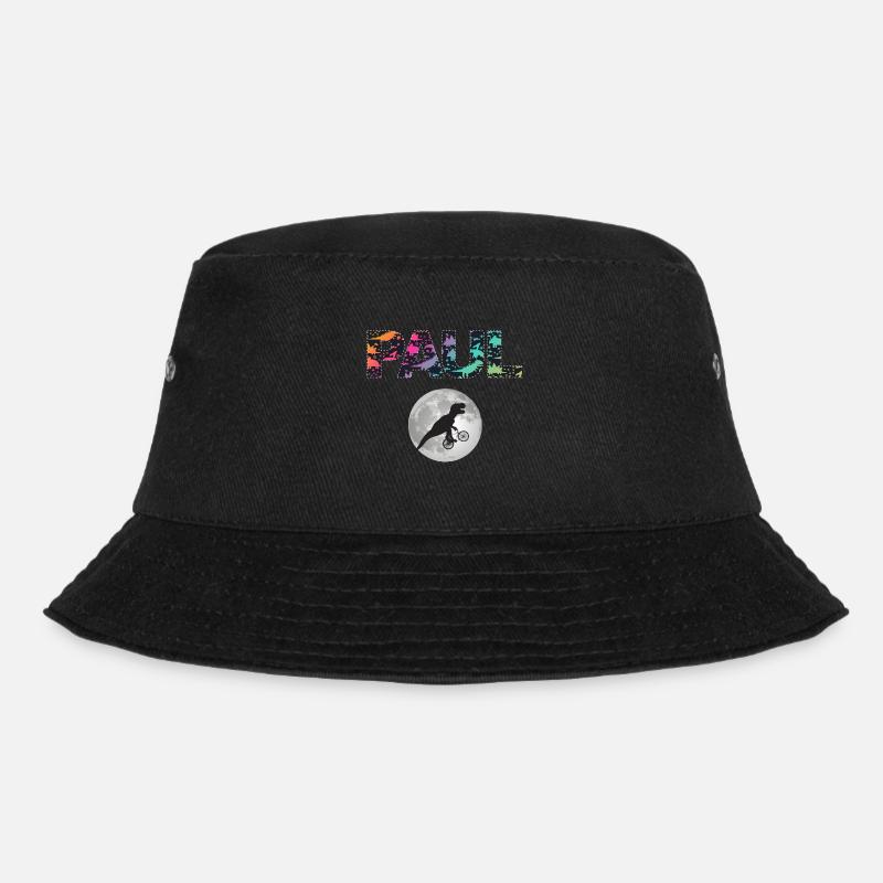 PAUL - Schöner Jungen Name mit Dinosaurier - Bucket Hat - Schwarz