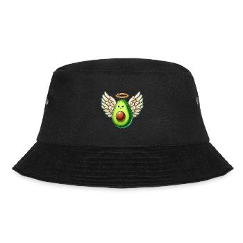 Avocado Engel mit Flügeln und Heiligenschein - Bucket Hat - Schwarz - Vorne - Lela (165cm)