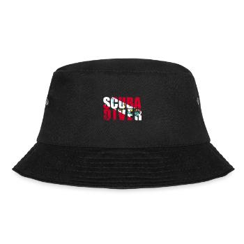 Scuba Diver Red White Flag Vintage Tauchen - Bucket Hat - Schwarz - Vorne - Lela (165cm)