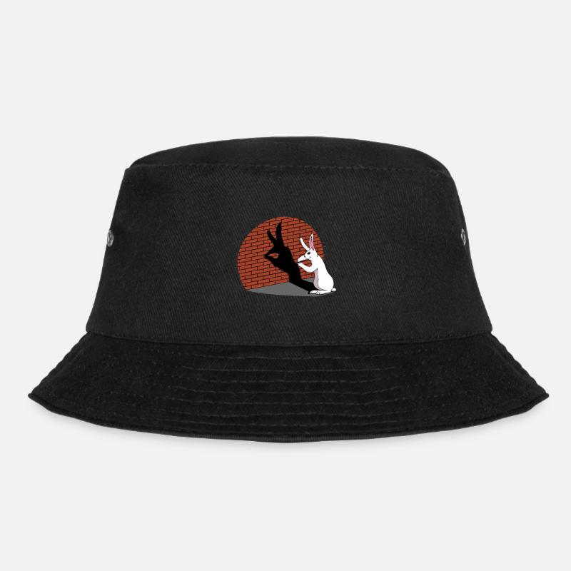 Rabbit Shadow Figure Shadow Image Shadow Play - Bucket Hat - black