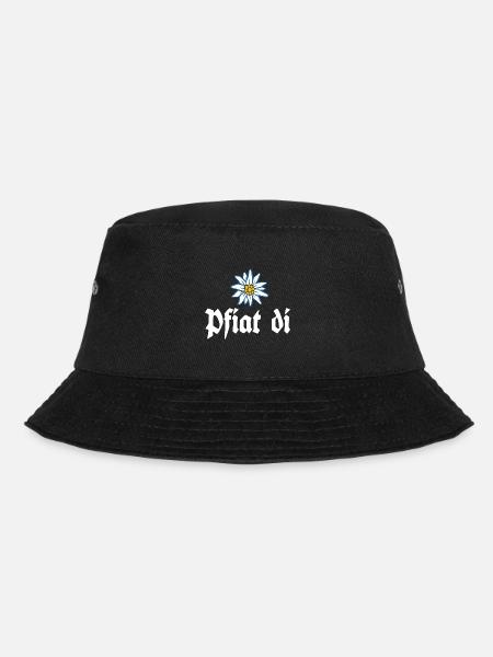 Pfiat di - Alpen Edelweiß Gruß aus Bayern - Bucket Hat - Schwarz