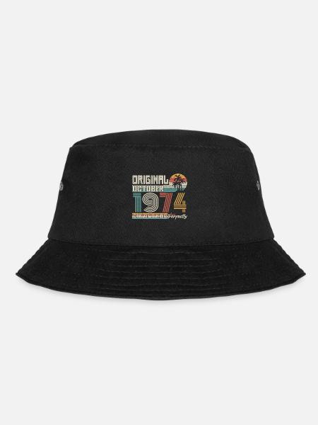 October 1974 Birthday October 1974 Gift 1974 - Bucket Hat - black