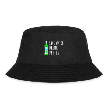 Pfefferminz Likör Pfeffi Vatertag Sauf - Bucket Hat - Schwarz - Vorne - Lela (165cm)