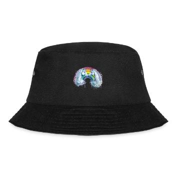 Twin Unicorns and the Radiant Rainbow: Watercolor - Bucket Hat - black - Front - Lela (165cm)
