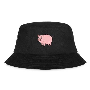 Tier Cartoon Schwein - Bucket Hat - Schwarz - Vorne - Lela (165cm)