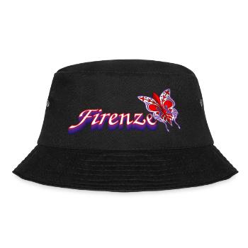 Florence - text with lily and butterfly - Bucket Hat - black - Front - Lela (165cm)