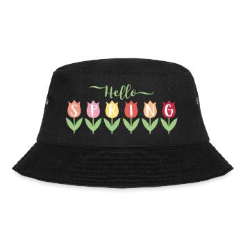 Hallo Frühling - Bucket Hat - Schwarz - Vorne - Lela (165cm)