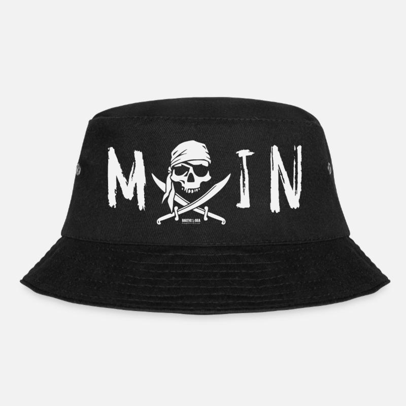 MOIN mit Totenkopf, Logo und Säbel weiß - Bucket Hat - Schwarz