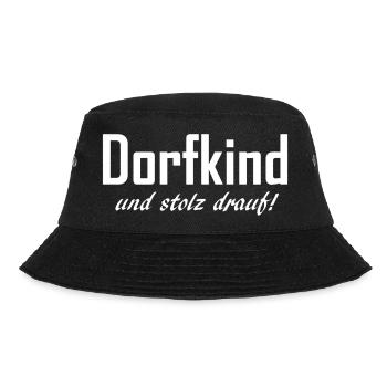 Dorfkinddesign | Dorfkind und stolz drauf! - Bucket Hat - Schwarz - Vorne - Lela (165cm)