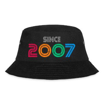 Seit 2007 | Vintage-Retro-Farbenes Jahr - Bucket Hat - Schwarz - Vorne - Lela (165cm)