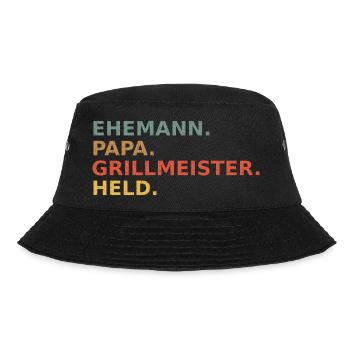 Husband Papa Grill Master Hero Vintage Retro - Bucket Hat - black - Front - Lela (165cm)