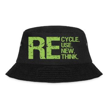 ReCycle ReUse ReNew ReThink - Bucket Hat - Schwarz - Vorne - Lela (165cm)