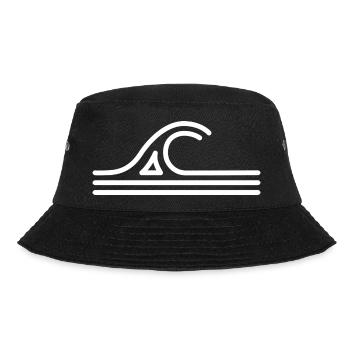 Weißes stilisiertes Wellendesign für Meeresfans - Bucket Hat - Schwarz - Vorne - Lela (165cm)