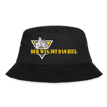 Motorrad Biker Boxer Abenteuer - Der Weg ist Ziel - Bucket Hat - Schwarz - Vorne - Lela (165cm)