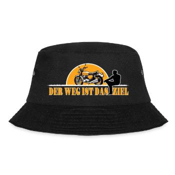 Classic Motorrad Abenteuer - Der Weg ist das Ziel - Bucket Hat - Schwarz - Vorne - Lela (165cm)