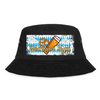 Bier - Weißbier Yoga Retro Vintage Sonnenuntergang - Bucket Hat - Schwarz - Vorne - Lela (165cm)