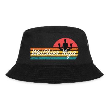 Bier - Weißbier Yoga Retro Vintage Sonnenuntergang - Bucket Hat - Schwarz - Vorne - Lela (165cm)