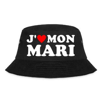 J' aime mon mari cadeau femme mariée coeur rouge - Bob - noir - Devant - Lela (165cm)