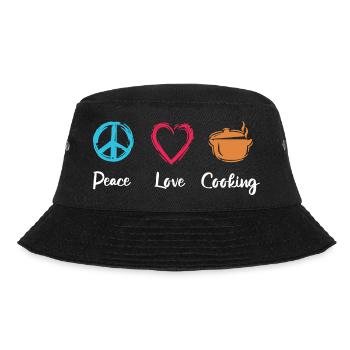 Peace Love Cooking - Bucket Hat - Schwarz - Vorne - Lela (165cm)